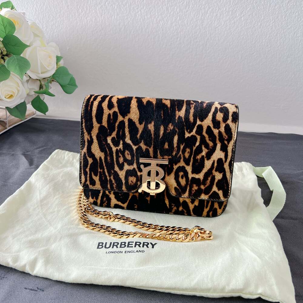 Burberry TB Flap Chain Bag Printed Calf Hair Small